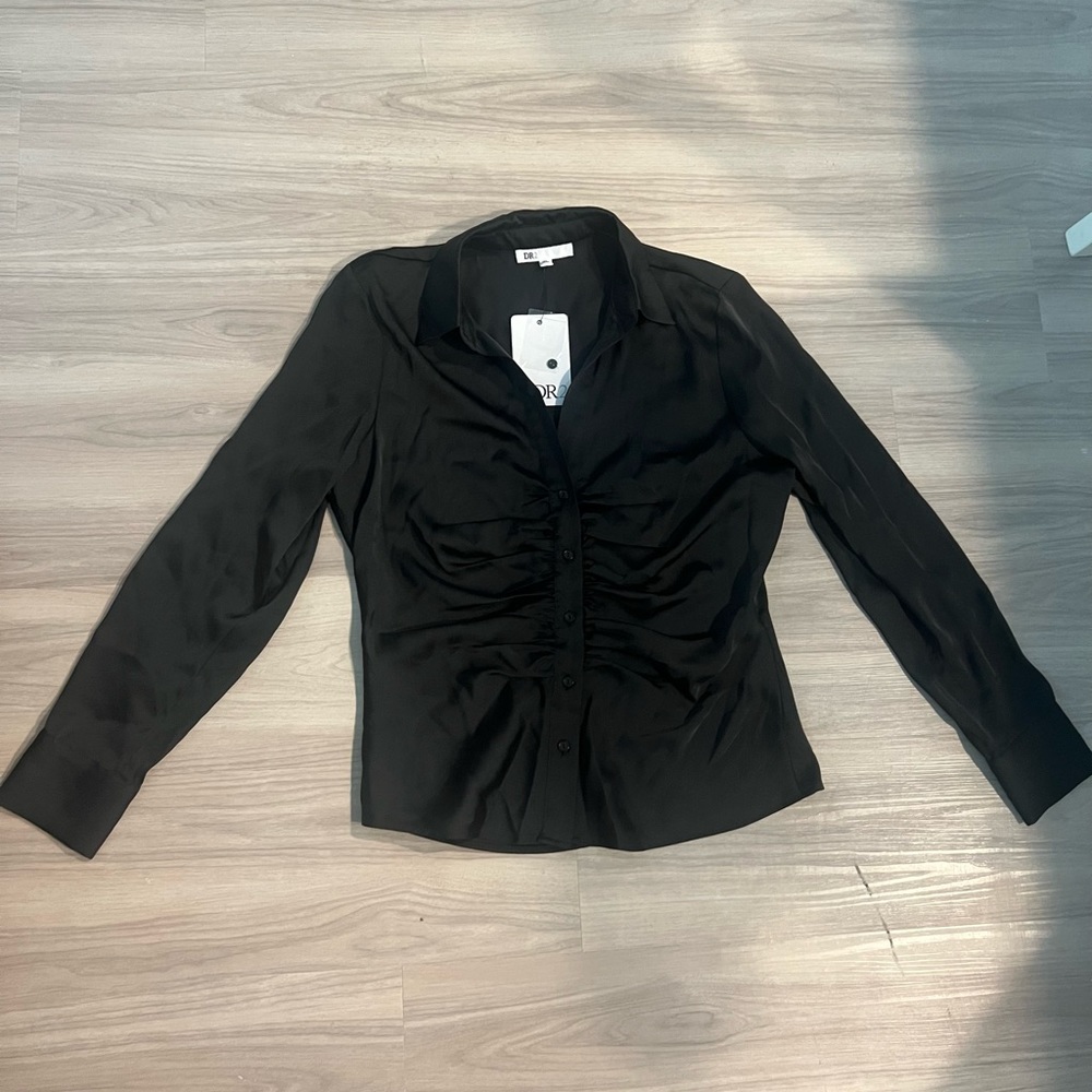 Black Satin Long Sleeve blouse